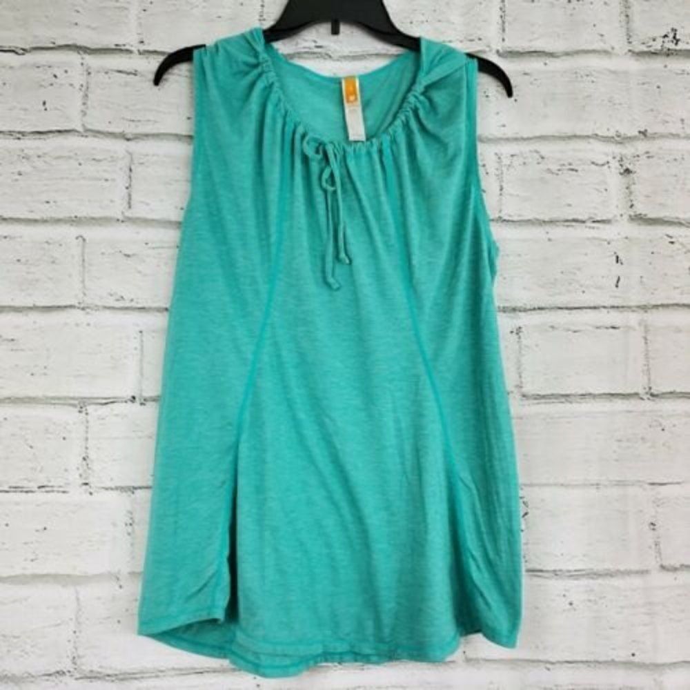 Lucy Green Hooded Sleeveless Shirt Workout Womens Large Polyester